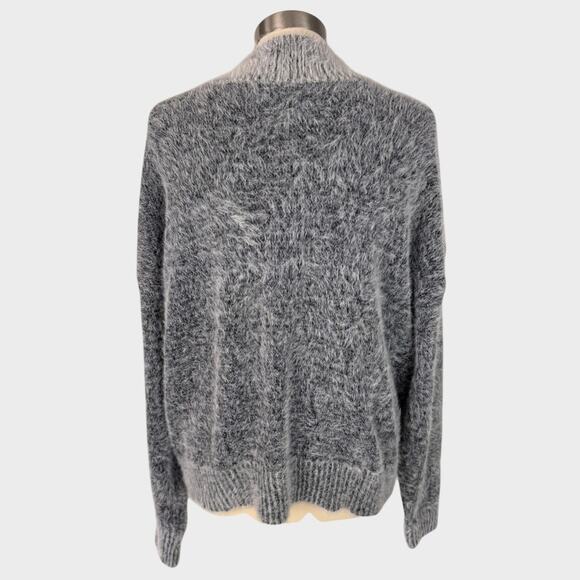 Falls Creek Womens 2X Sweater Mock Neck Gray Cream Fuzzy Soft - Picture 5 of 8